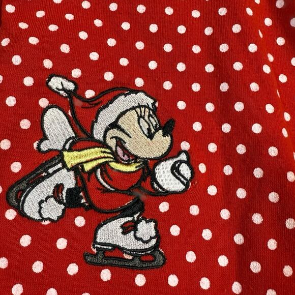 Vtg Disney Baby Minnie Mouse Red Fleece Sweater 18 Months Snowflake Christmas - Picture 2 of 5